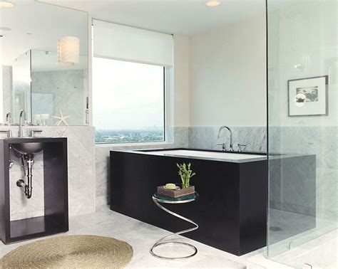 0.5'' h x 13'' w x 9.5'' d; Little Luxury: 30 Bathrooms That Delight with a Side Table ...