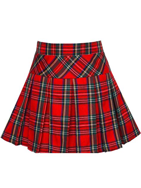 Girls Skirt Back School Uniform Red Tartan Skirt 13 14 Years