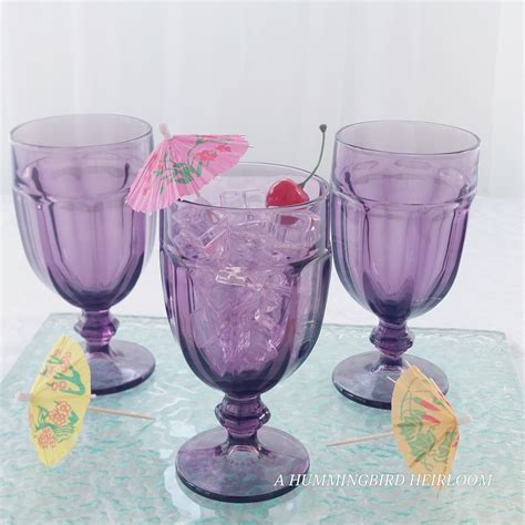 Set Of 3 Purple Libbey Gibraltar Violet Duratuff Goblets 16 Oz Dark Purple Iced Tea Drink Glassware