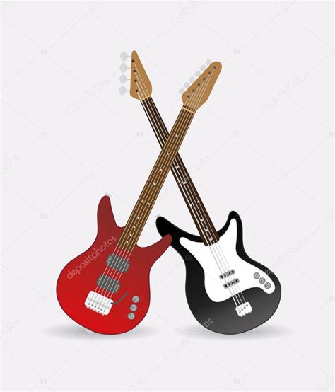 Guitarras Electricas Cruzadas Guitarra Eléctrica Y Bajo — Vector De