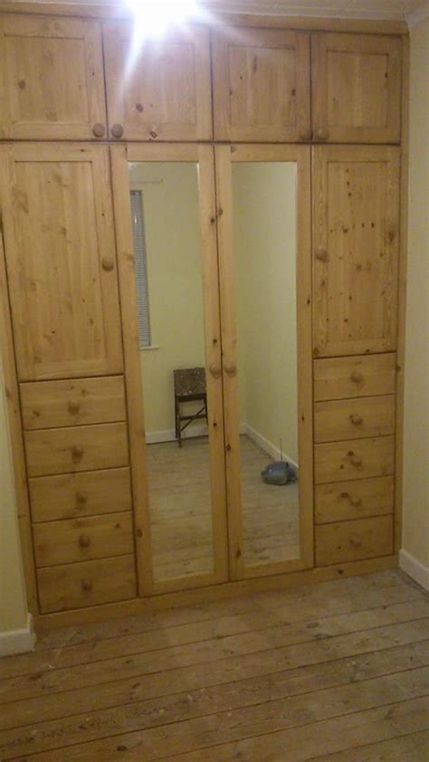 A Lovely Pine Fitted Wardrobe With Drawers And Mirrored Doors In 2023