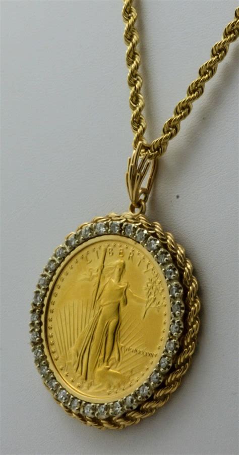 50 Liberty 1 Ounce Gold Coin Pendant With Diamond Bezel At 1stdibs