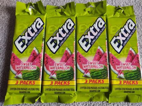 Extra Gum Sweet Watermelon Sugarfree Chewing Gum 15 Pieces Pack Of 10