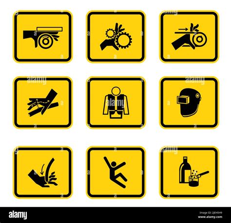 Warning Hazard Symbols Labels Sign Isolated On White Background Vector