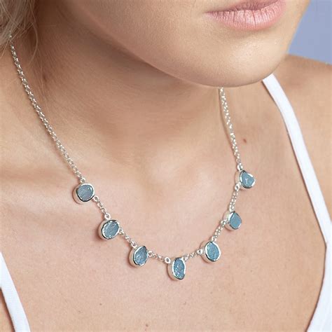 Aquamarine Gemstone Handmade Sterling Silver Ladies Necklace