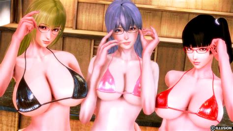 Oppai Sophie Honey Select Illusion Soft Highres 3d 3girls Bikini Breasts Female Focus