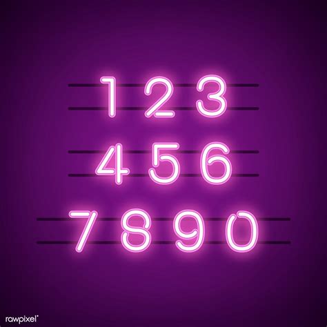 Number 0 9 Numeral System Vector Free Image By Neon Number Neon Hand