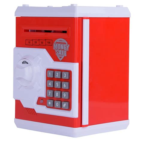 Herchr Password Safe Deposit Box Toy Redblue Mini Safe Money Box Coin