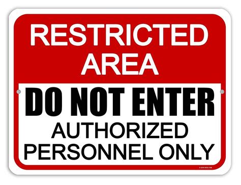 Employees Only Sign Restricted Area Authorized Personnel Only Inch By