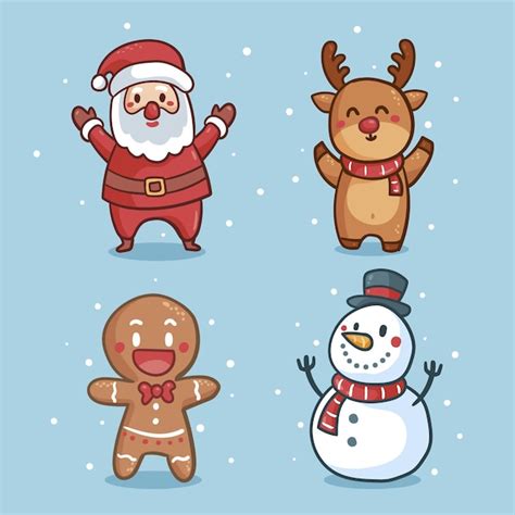 Free Vector Hand Drawn Christmas Characters Collection