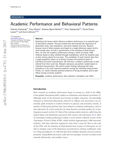 Pdf Academic Performance And Behavioral Patterns