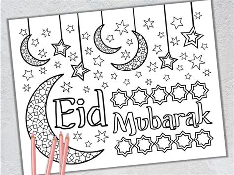 eid mubarak coloring page ramadan eid activity printable etsy