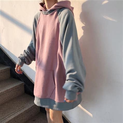 sweet pastel colors aesthetic oversized hoodie hoodie dress pastel sweet oversized ulzzang