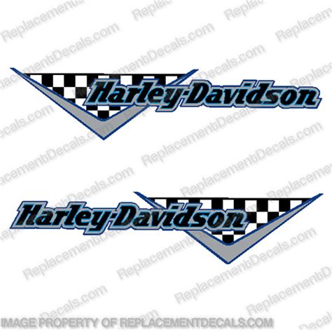 Harley Davidson Fuel Tank Motorcycle Decals Set Of 2 Silver And Blue