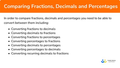 Comparing Fractions Decimals And Percentages Gcse Maths Revision