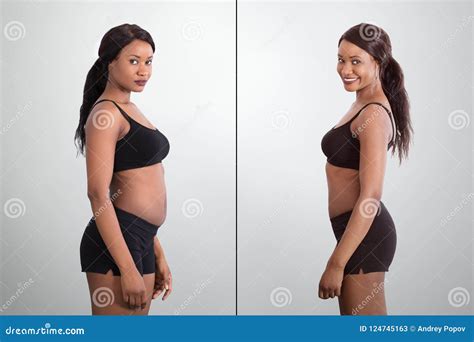 Before And After Concept Showing Fat To Slim Woman Stock Image Image
