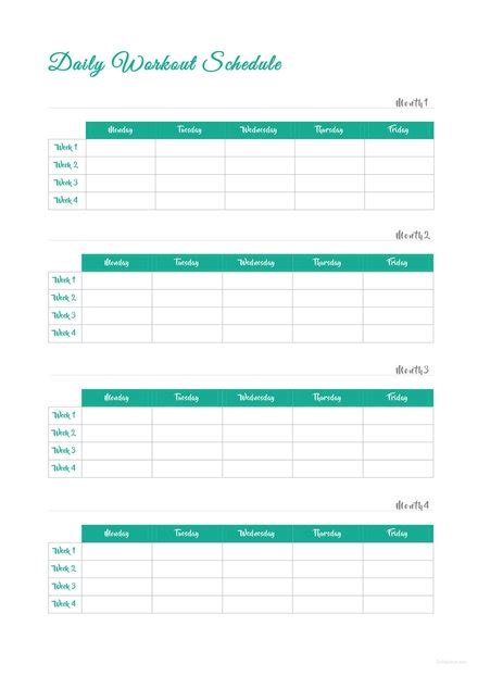 18 Workout Schedule Examples In Ms Word Pages Psd Ms Excel