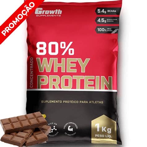 Whey Protein Concentrado 80 Sabor Chocolate 1kg Growth Supplements