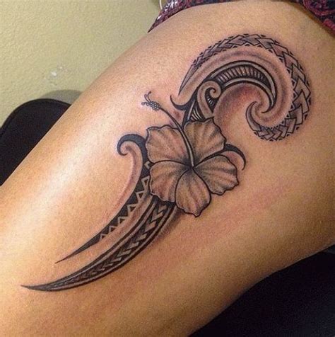 Polynesian With Flower Tattoo Tribal Tattoos For Women Tribal Flower
