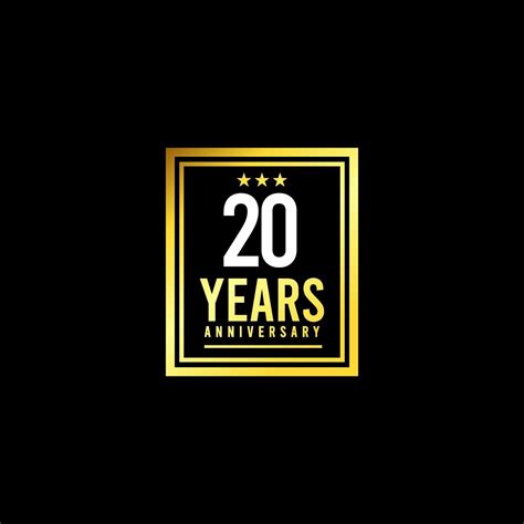 20 Years Anniversary Gold Square Design Logo Vector Template