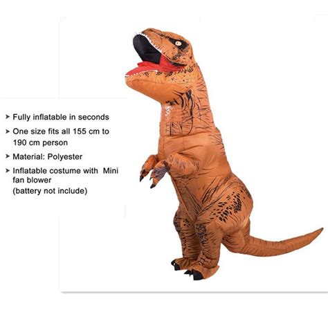 Inflatable Tyrannosaurus Rex Costume World Park Blowup Dinosaur Adult