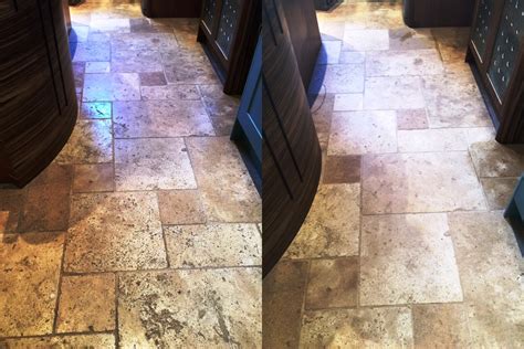 Honed Travertine Tiled Floor Cleaned And Sealed In Kensington East