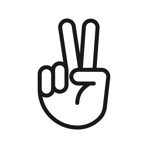 Hand Gesture V Sign For Victory Or Peace Line Art Vector Icon For Apps