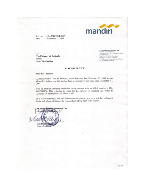 Surat Referensi Kerja Untuk Bank  Riset