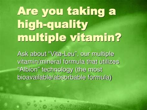 Ppt Are You Taking A High Quality Multiple Vitamin Powerpoint