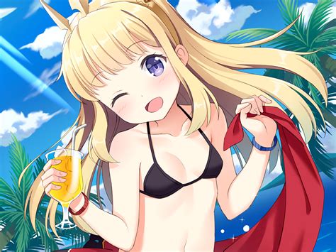 Blonde Hair Blush Cagliostro Granblue Fantasy Clouds Cropped Drink