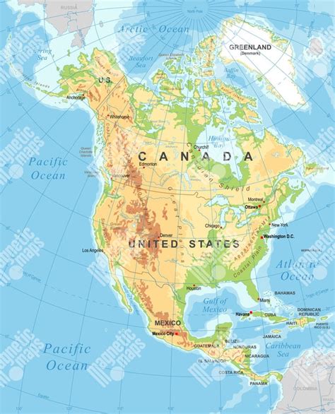 Magnetická Mapa Severní Ameriky Geografická Detailní