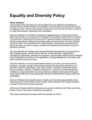 Equality And Diversity Policy Template Free Printable Templates