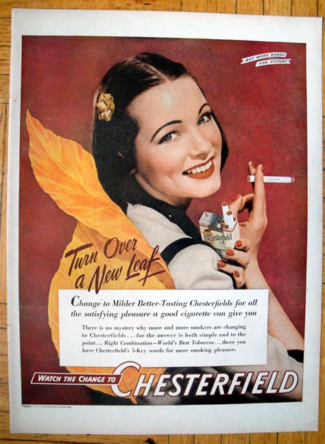 1944 Chesterfield Cigarettes Tobacco Pretty Girl Original 135 Etsy