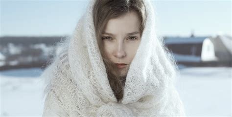 Wallpaper Face White Women Model Long Hair Snow Winter Fashion
