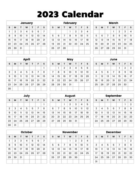Calendar 2023 Printable One Page Paper Trail Design 2023 Year At A