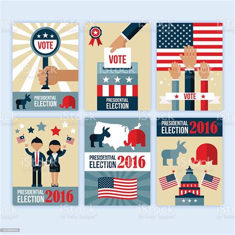 Presidential Election Poster Desgn Set Presidential Election Voting Stock Illustration 