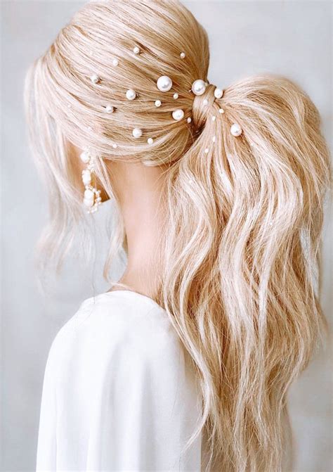 Faux Pearl Hair Pins In Hair Styles Wedding Hairstyles Bridal Ponytail