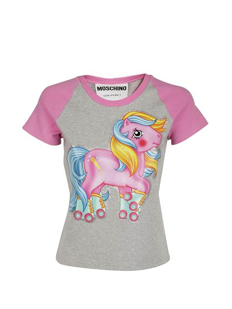 Moschino T Shirt My Little Pony Two Color T Shirt With Logo And Half