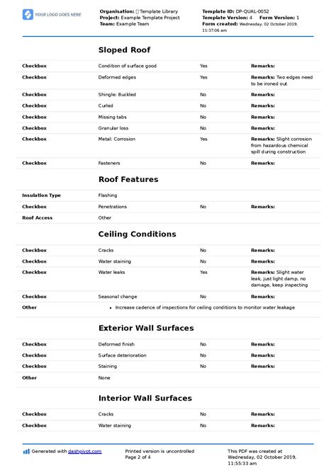 Roof Inspection Report Template