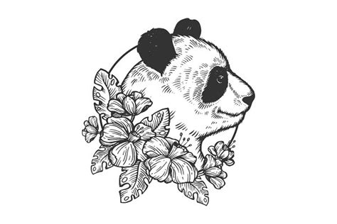 Panda Bear Animal Engraving Vector Pre Designed Vector Graphics