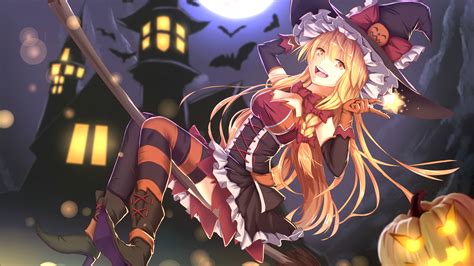 Free Download Wallpaper Kawaii Girl Halloween Fox Hat Anime Manga Oppai
