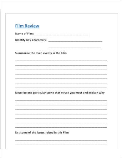 Free Film Review Templates In Ms Word Pdf