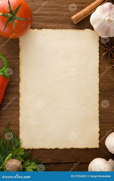 Background For Cooking Recipes Stock Photo Image Of Garlic Parchment