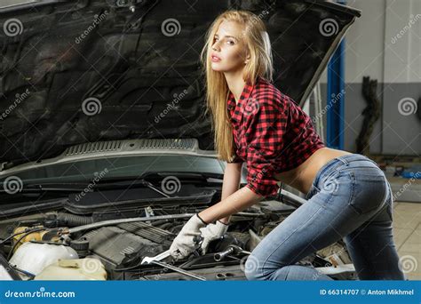 Beautiful Girl Mechanic Stock Photo Image 66314707
