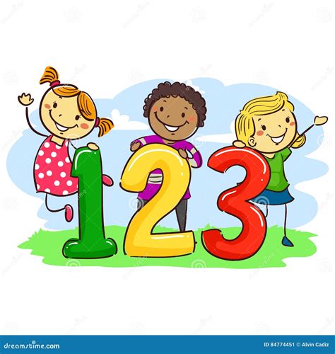Stick Kids With 123 Stock Vector Illustration Of Numbers 84774451