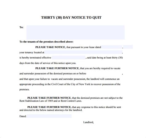 Sample 30 Day Notice Template 10 Free Documents In Pdf