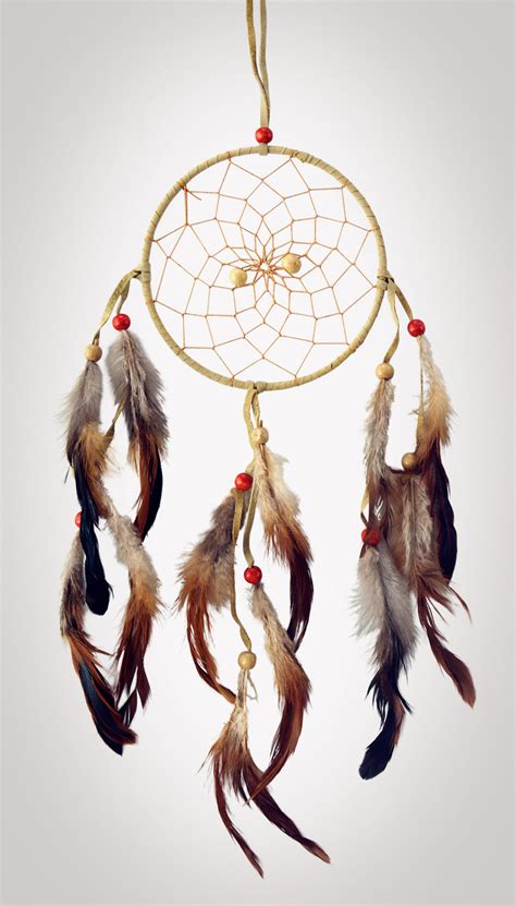 5″ Diameter Ring Leather Feather And Bead Dreamcatcher