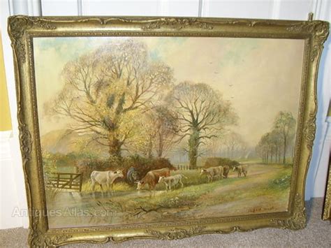 Antiques Atlas Oil Painting Cattle Watering By Richard Temple