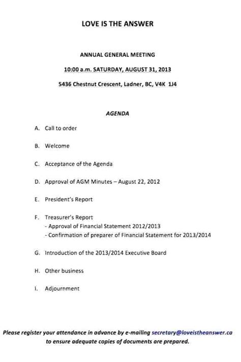 67 Free Agm Meeting Agenda Template Templates With Agm Meeting Agenda