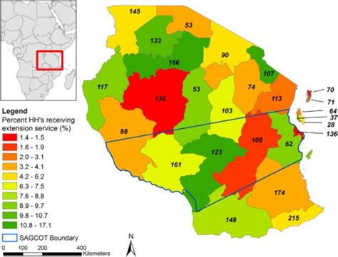 Percentage Of Households In Tanzanian Regions That Receive Government